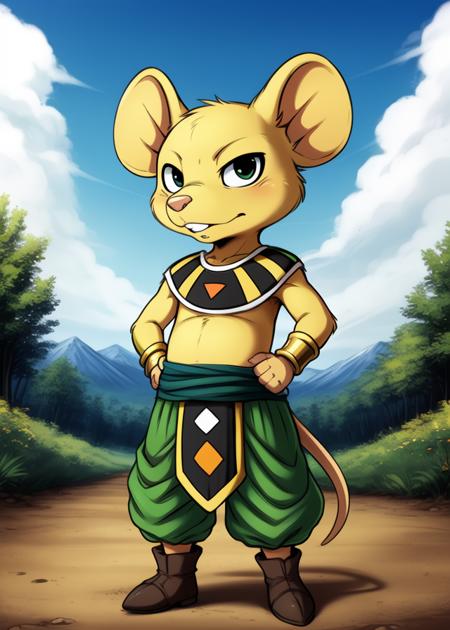 47570-766056327-_lora_QuitelaDrBall_0.95_ QuitelaDrBall, Mouse, yellow soft skin, gold cuffs on the arms, green pants, dark green belt, gray boo.png